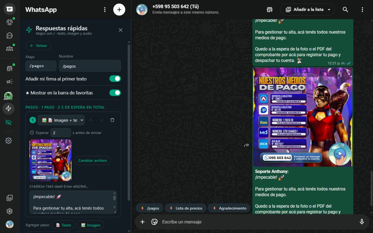 Respuestas con imagen, texto y audio, paso a paso